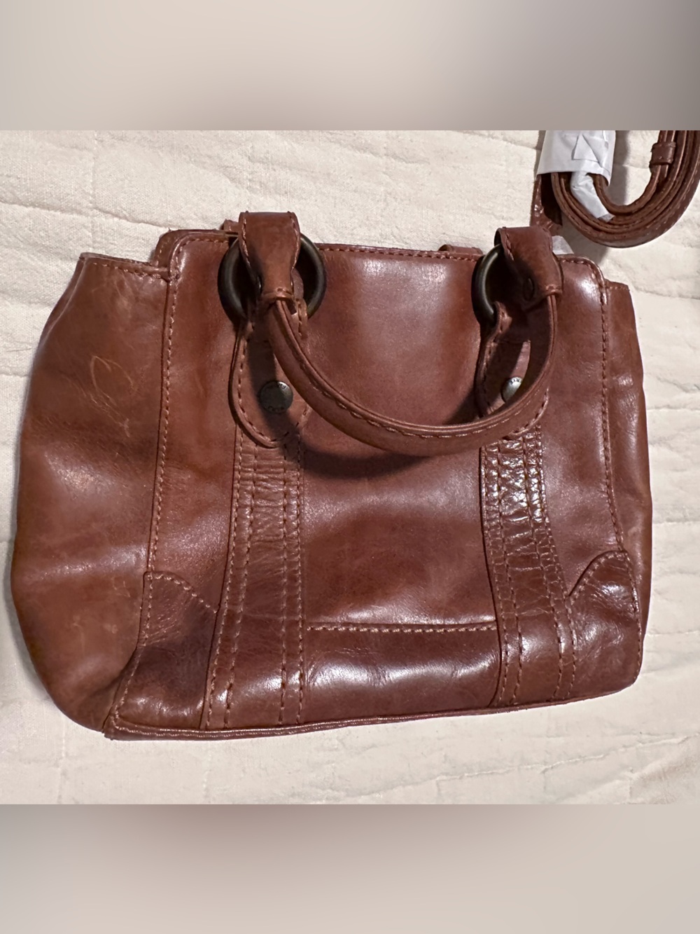 Frye Brown Leather Crossbody Bag with Top Handles - Picture 4 of 7